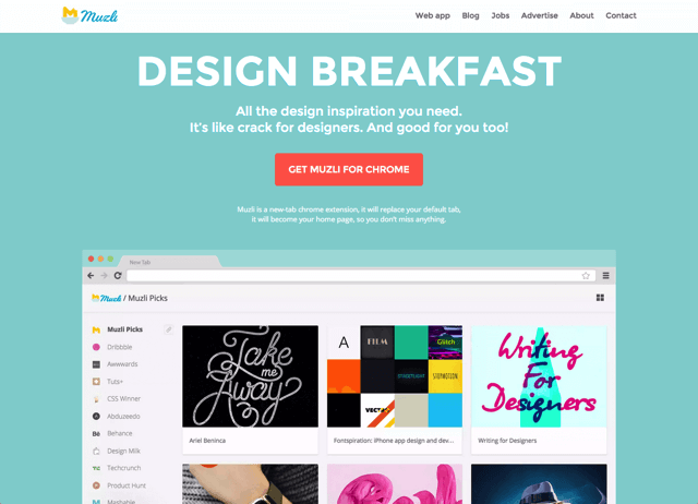Muzli 設計師靈感食糧，每開新分頁給你滿滿的能量（Chrome 擴充功能）