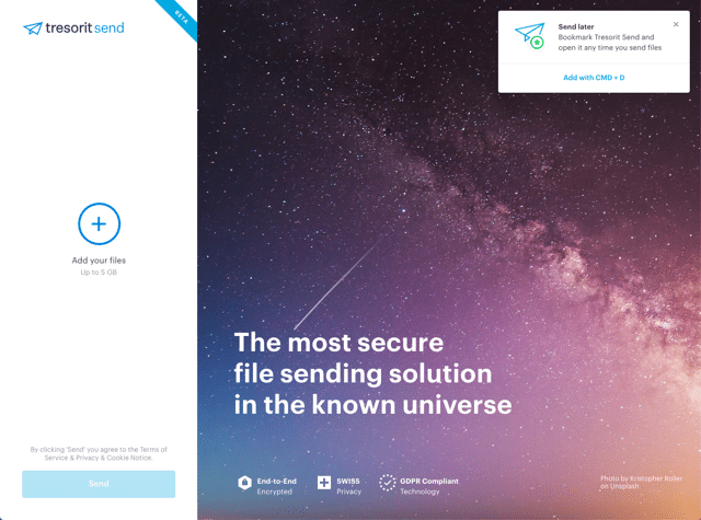 Tresorit Send 地表上最安全傳檔服務,單檔 5 GB 限制可保存七天 Tresorit Send 地表上最安全傳檔服務,單檔 5 GB 限制可保存七天