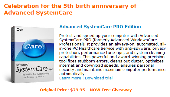 Advanced SystemCare Giveaway