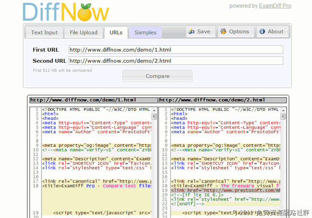 DiffNow 線上文字檔／原始碼差異比較工具