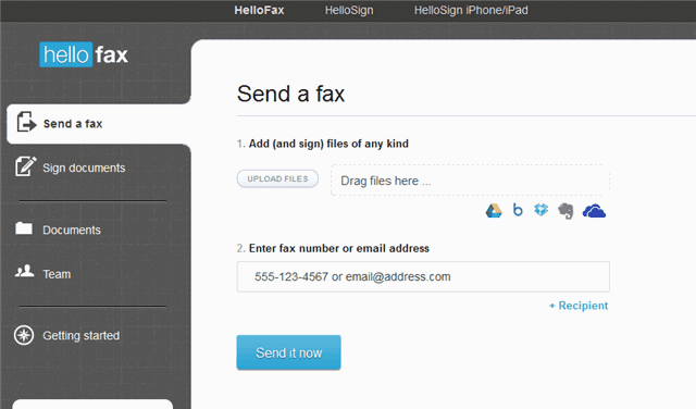 HelloFax：免費寄送傳真至世界各地（每月50頁配額）