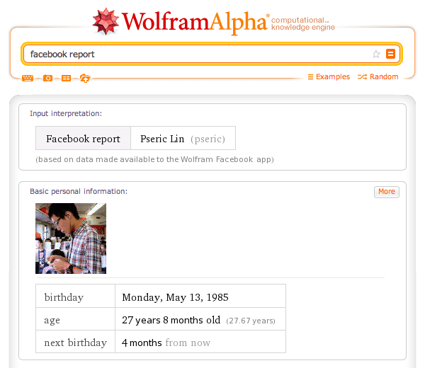 Facebook report - Wolfram|Alpha