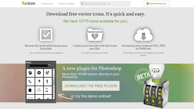 FlatIcon 超過 12,000 個平面化圖示設計，免費下載（SVG、PNG 或 WebFont 格式）