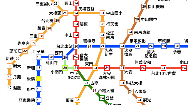 台北捷運路線圖、票價查詢（網頁版，含信義線）