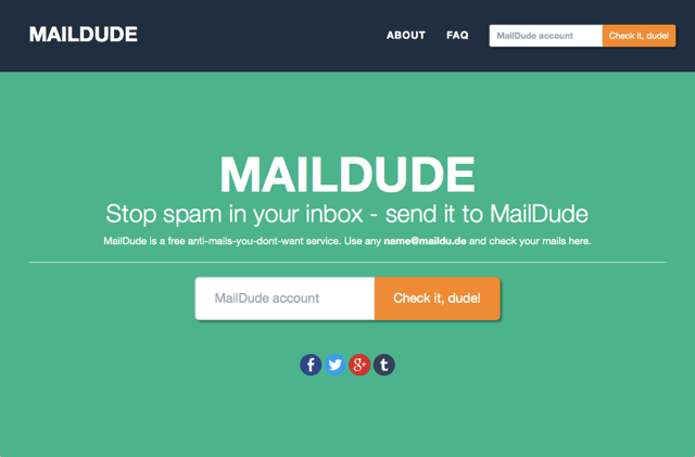 MailDude 擔心收到垃圾信嗎？建立一個臨時信箱來收信吧！