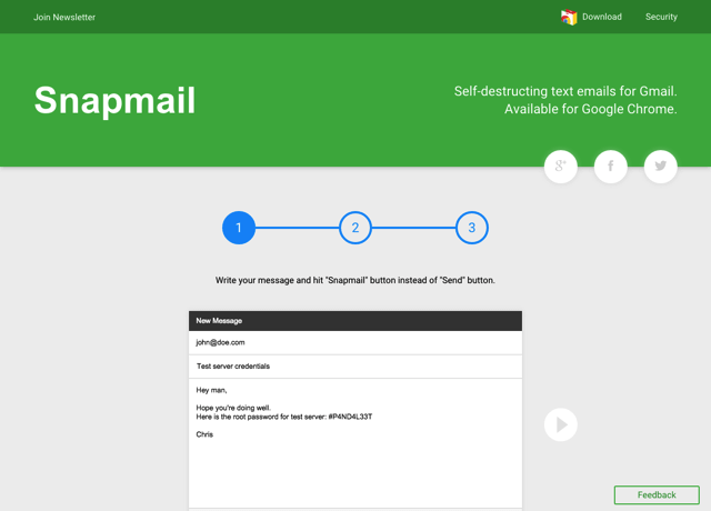 Snapmail 使用 Gmail 寄送重要郵件，開啟後 60 秒自動銷毀（Chrome 擴充功能）