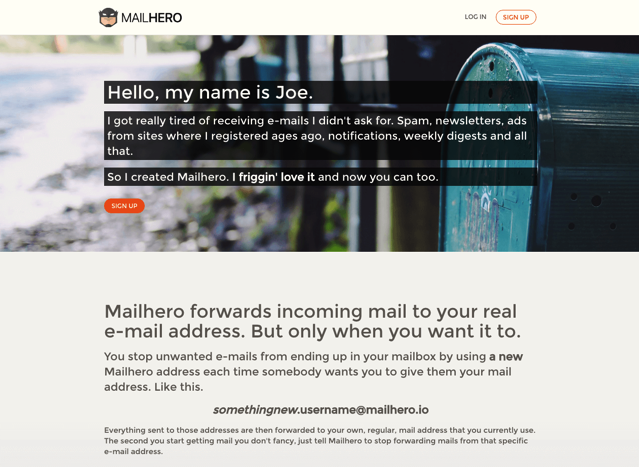 Mailhero 免費郵件轉寄服務，以匿名 Email 地址隱藏身份避免廣告垃圾信騷擾