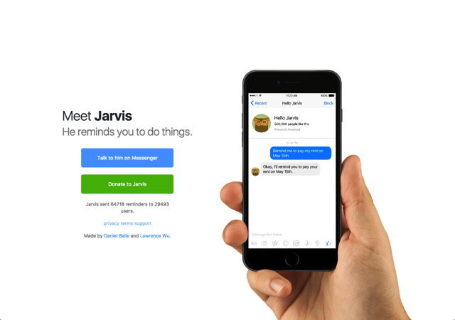 Hello Jarvis 你的專屬管家，透過 Messenger 機器人設定提醒通知