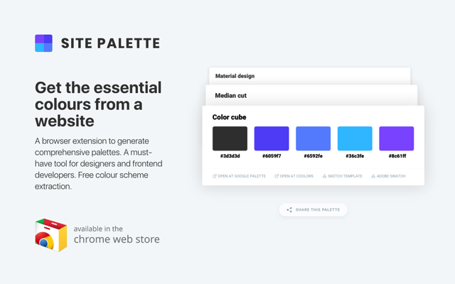 Site Palette 從網站獲取配色，快速產生完整調色盤資訊（Chrome 擴充功能）