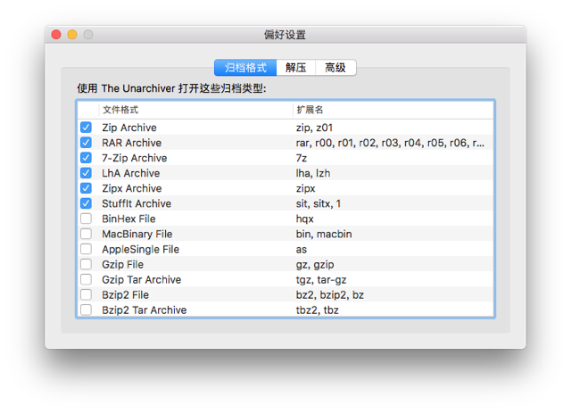 The Unarchiver 在mac 上可解壓縮rar 7 Zip 等常用格式的免費軟體