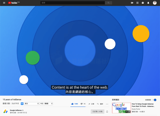 Dualsub 讓youtube 影片同步顯示雙字幕 以機器翻譯轉為特定語言