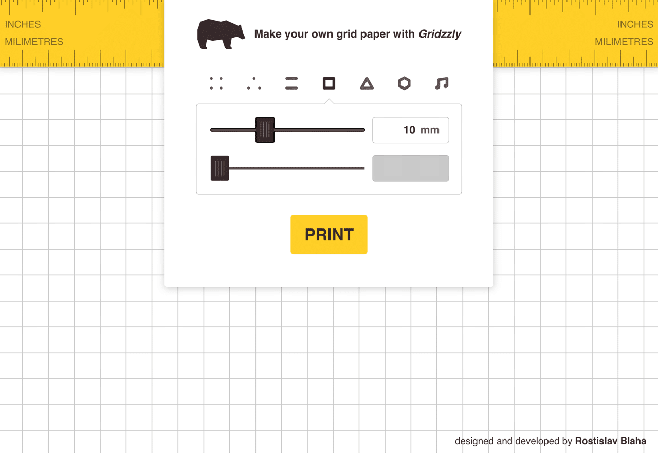 Gridzzly 線上自製方格紙工具，可選擇不同類型、間距和線條顏色