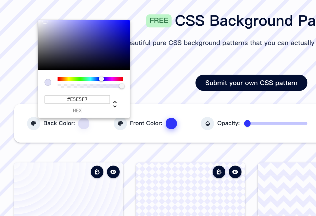 CSS Background Patterns 免費背景圖產生器，可建立純CSS 背景素材 