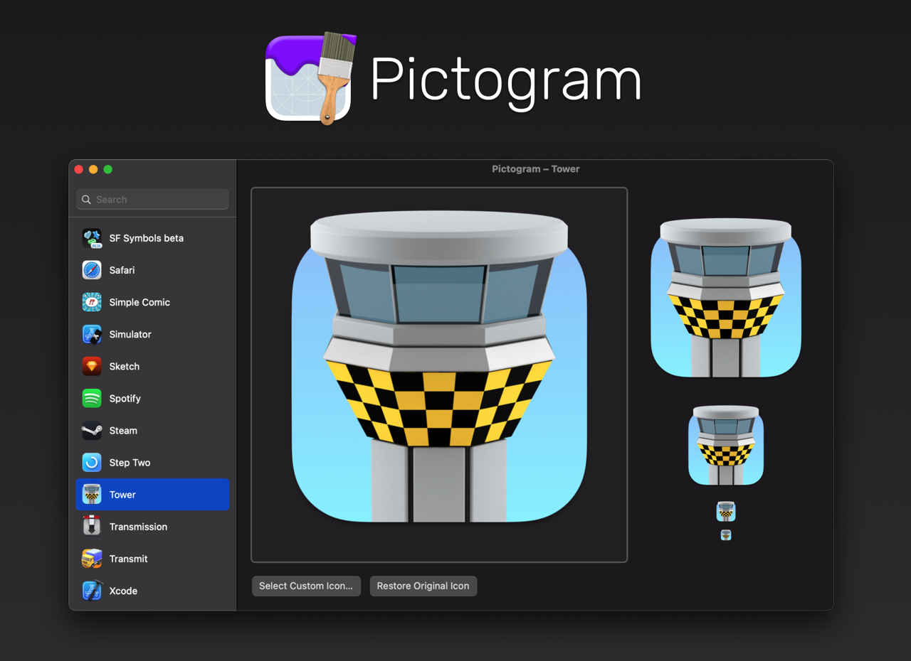 Pictogram 修改自訂 Mac 應用程式圖示，也能快速回復預設值