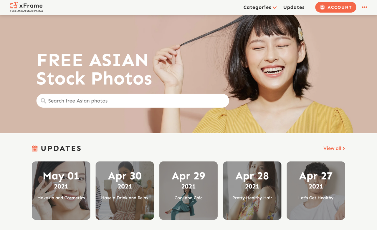 xFrame 收錄亞洲面孔的日本免費圖庫，專業攝影師拍攝可商業用途