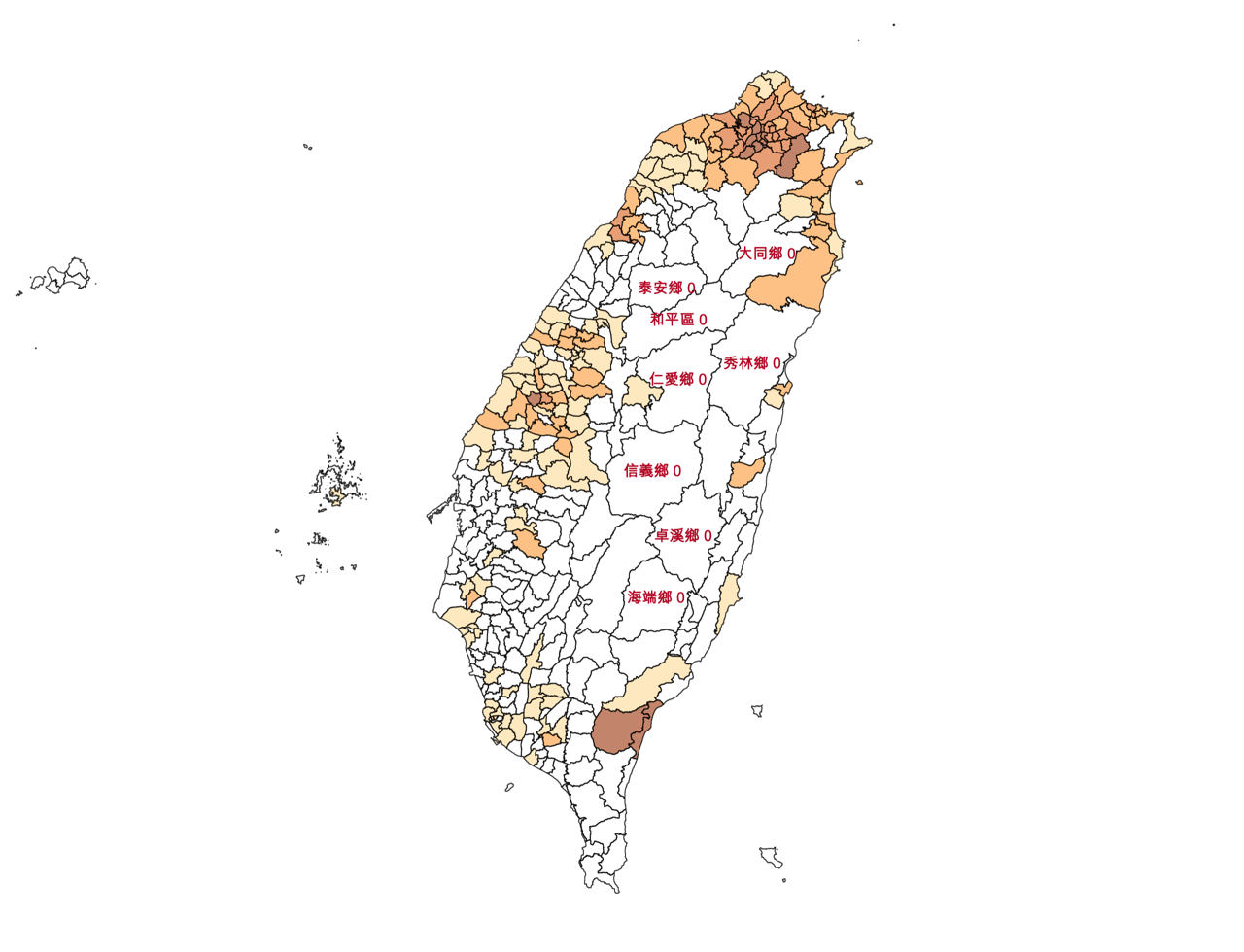以「台灣 Covid-19 本土病例地圖」查詢新冠肺炎確診者分佈縣市和年齡層