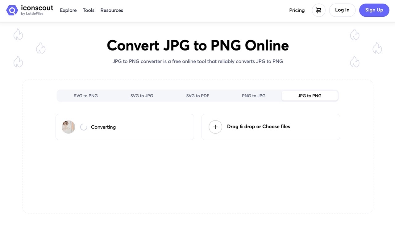 Iconscout’s File Converter 線上 SVG 轉檔 PNG、JPG 和 PDF 格式