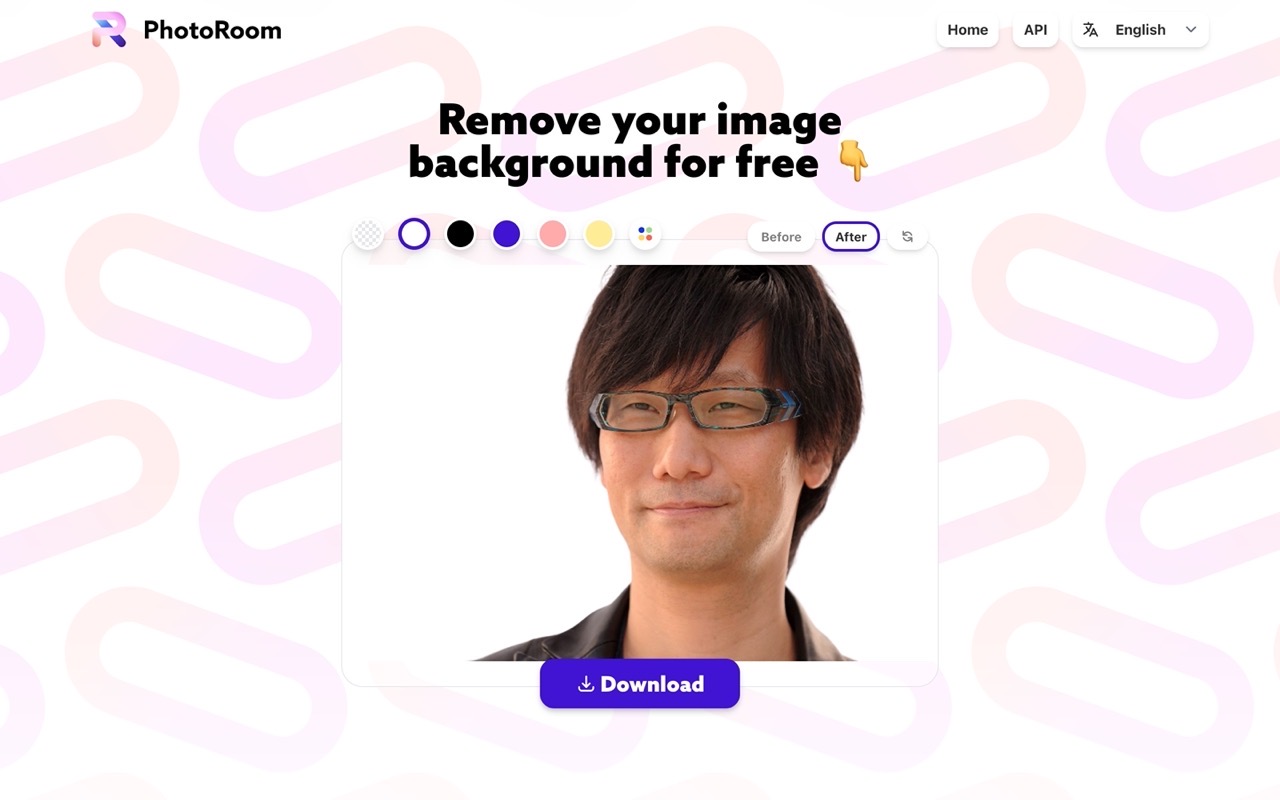 PhotoRoom 線上自動化去除背景，上傳圖片快速套用任何顏色