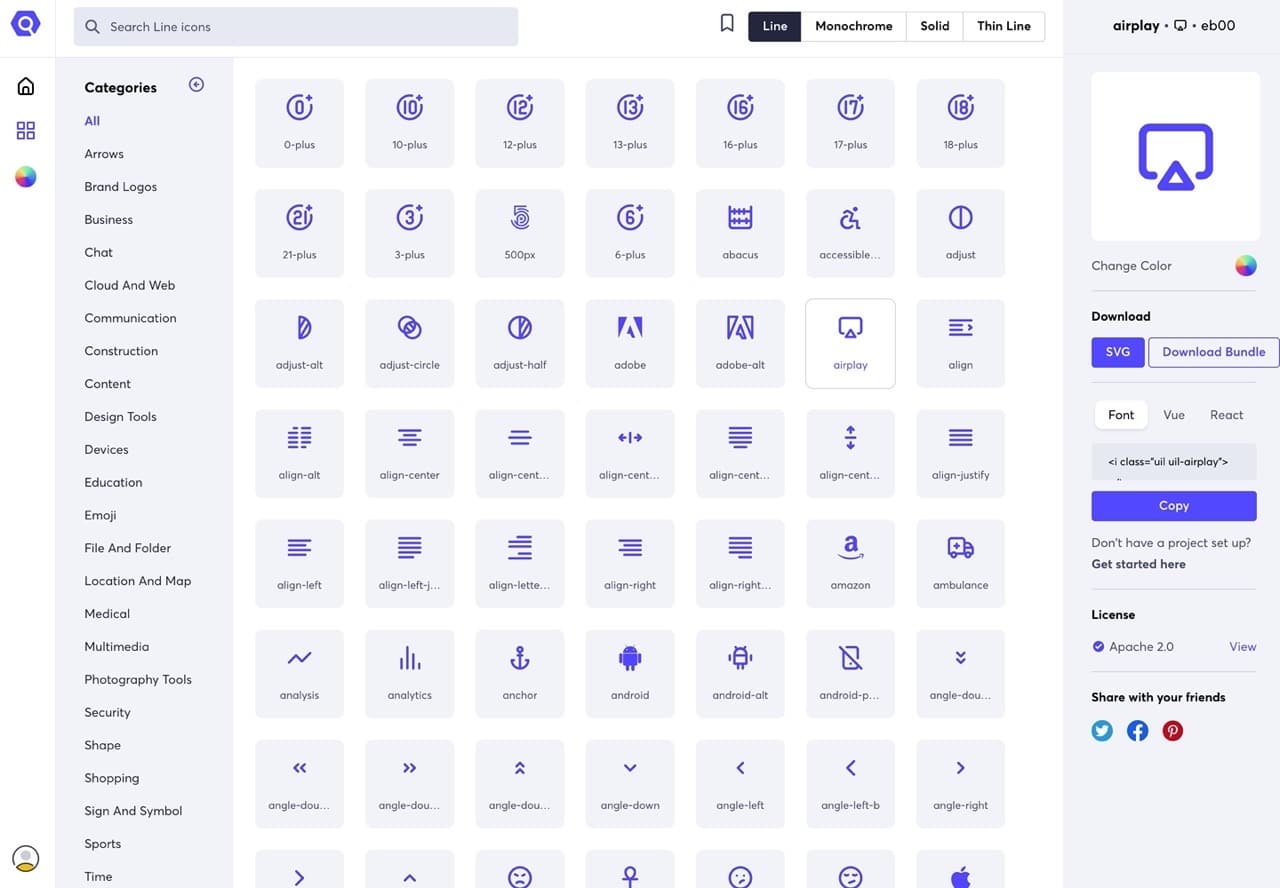 Unicons Icon Library