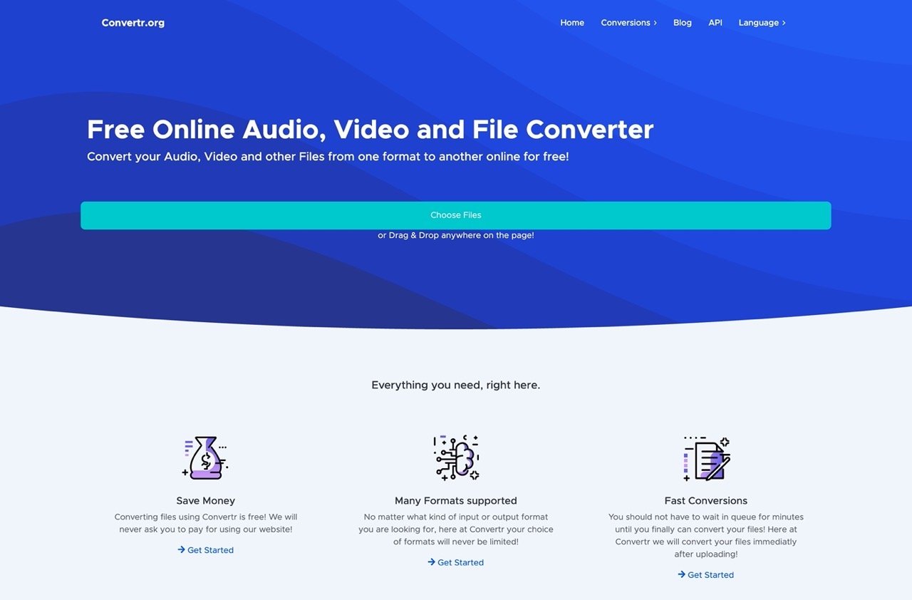 Convertr 免費線上轉檔工具，支援常見影片、音訊和圖片格式