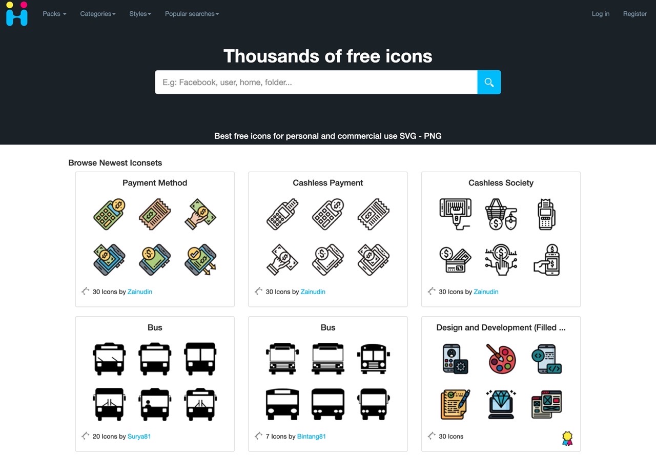 Icon-icons 免費圖示網站 PNG、ICO、ICNS 和 SVG 格式下載可商業用途