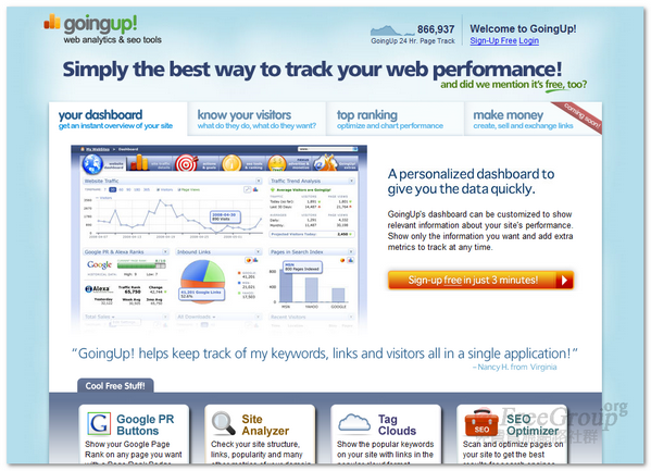 GoingUp! - 免費網站分析、搜尋引擎、PageRank、SEO最佳化工具