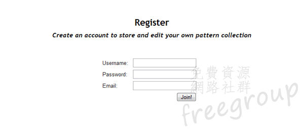 Register 表單，填入帳號、密碼與信箱即可