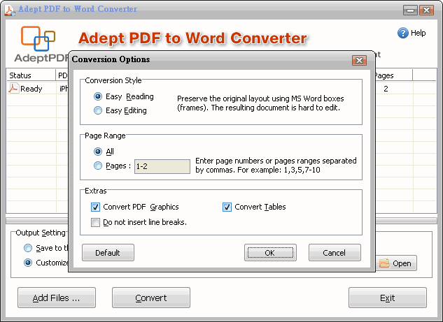 Adept PDF to Word Converter：價值 $29.95 美金的 PDF 轉 Word 軟體
