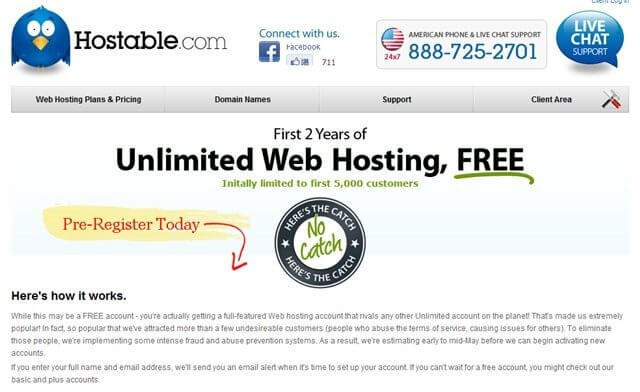 Hostable 即將提供五千個免費網頁空間，無容量流量限制