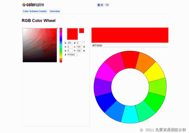 線上 RGB 色彩選色器、配色工具