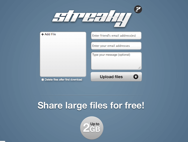 Streaky Upload 簡單、快速、安全的免費 2GB 上傳空間
