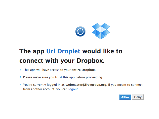 URL Droplet 輸入網址直接把網路上的檔案傳入Dropbox