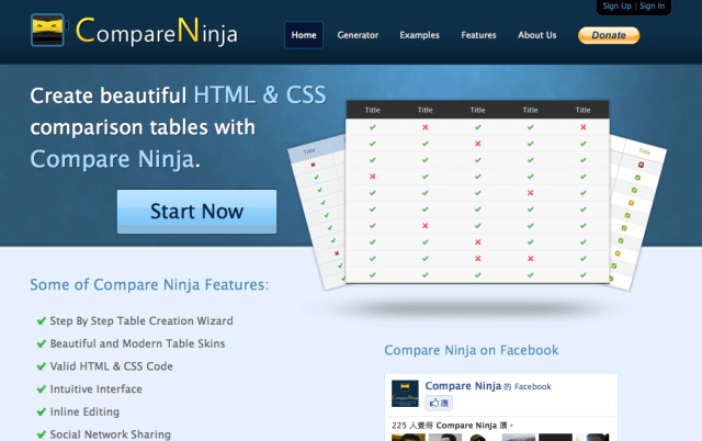 Compare Ninja 網頁比較表產生器，輕鬆製作漂亮的純 HTML & CSS 表格