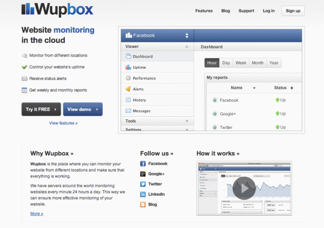 Wupbox 雲端網站監測，全天候監控網站運作情形