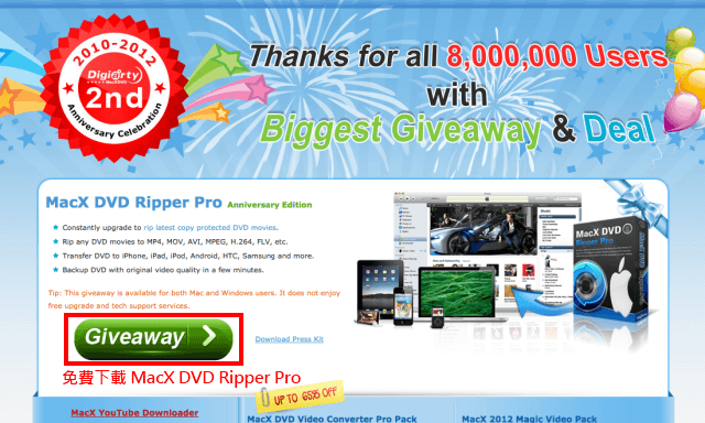 MacXDVD 兩周年慶優惠活動 － MacX DVD Ripper Pro 和 MacX Video Converter Pro 限時免費下載！
