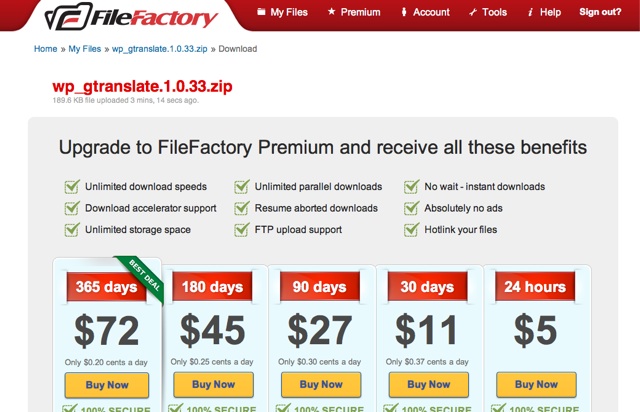 [教學] 如何用 FileFactory 提供的 500 GB 超大免費空間上傳、分享及下載檔案？