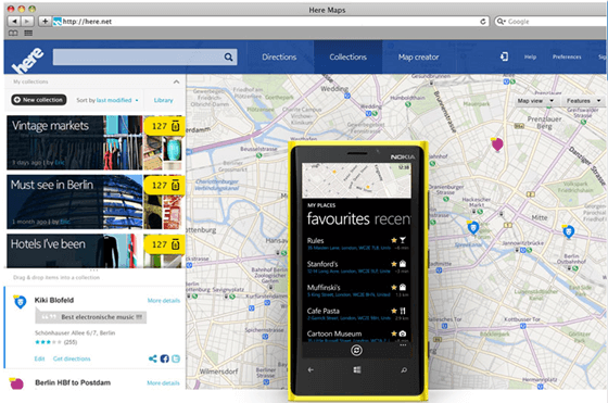 Nokia 也推出了地圖服務－ Here，功能相當齊全，還可以戴 3D 眼鏡來看地圖！