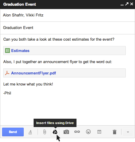 Gmail 整合 Google Drive，可在郵件中傳送 10 GB 附件