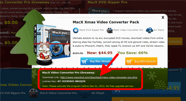 MacXDVD 聖誕節活動！免費送 MacX Video Converter Pro 影音轉檔軟體（原價 $49.95 美元）
