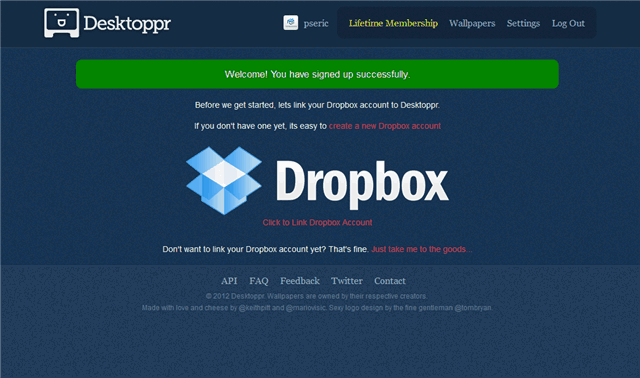 Desktoppr 直接將你喜愛的高畫質桌布同步回 Dropbox
