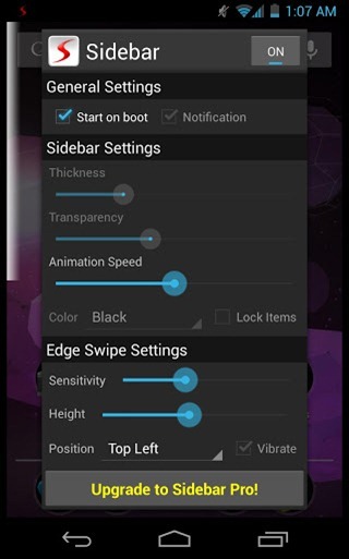 [Android] Sidebar Lite 快速啟動應用程式，如 Windows 程式集的選單式介面