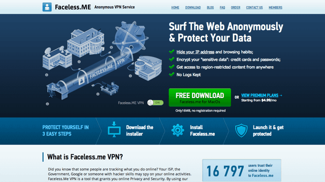Faceless.me 免費 VPN 連線軟體，每月 2 GB 流量限制（支援 iOS、Android）