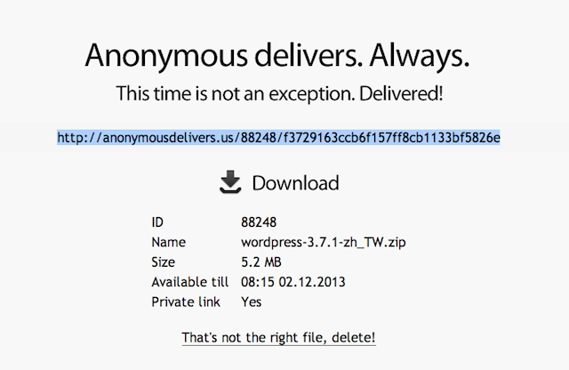 Anonymous Delivers