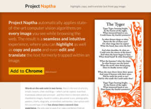 Project Naptha 讓圖片裡的文字可被複製、選取（Chrome 擴充功能）