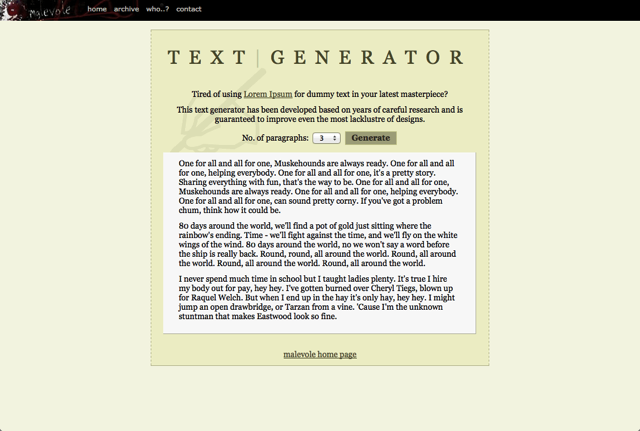 10. Malevole Text Generator