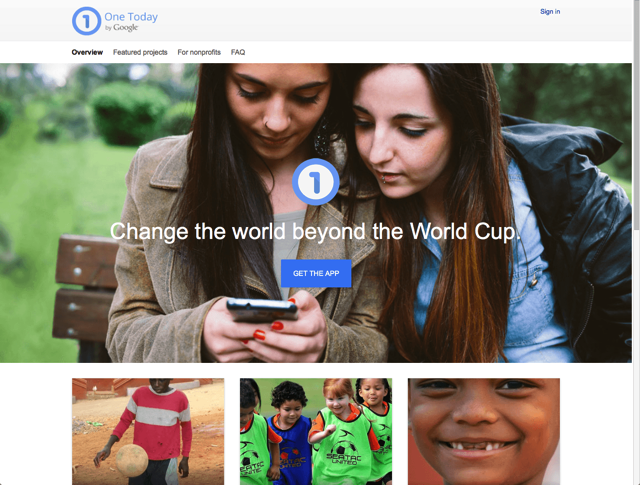 One Today：Google 慈善募款計畫，捐贈 1 美元也能改變世界
