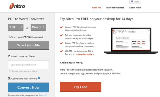 Nitro 提供線上 PDF、Word、Excel、PowerPoint 轉檔工具