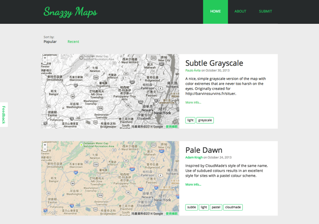 Snazzy Maps 為 Google 地圖加入不同的配色組合