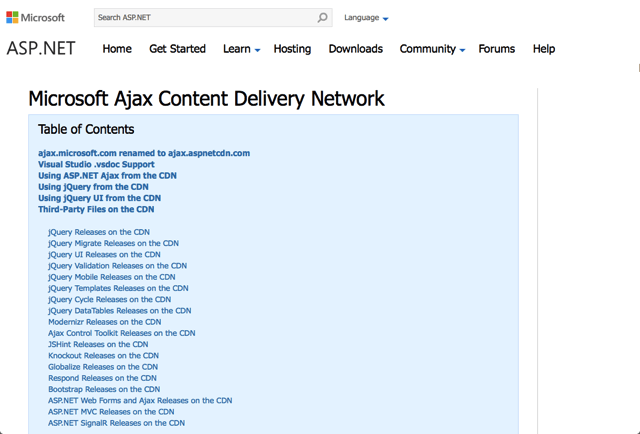 Microsoft Ajax Content Delivery Network