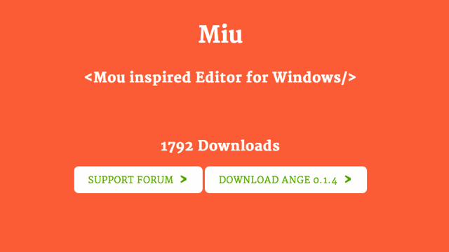 Miu 靈感來自 Mou，一款全新免費 Markdown 文字編輯器（Windows）